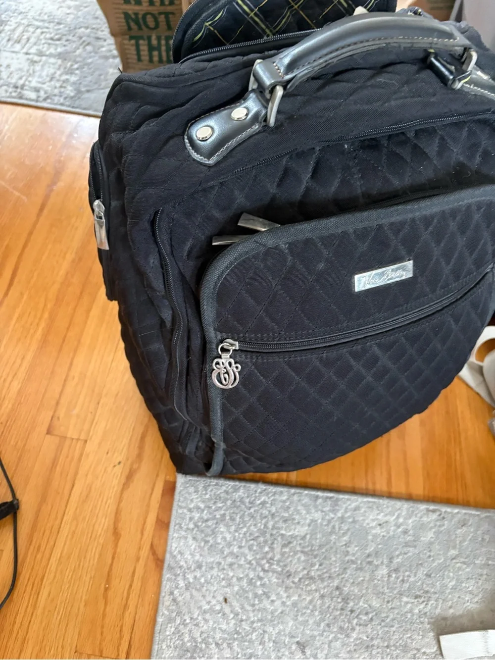 Black Quilted Travel Backpack - Unbranded